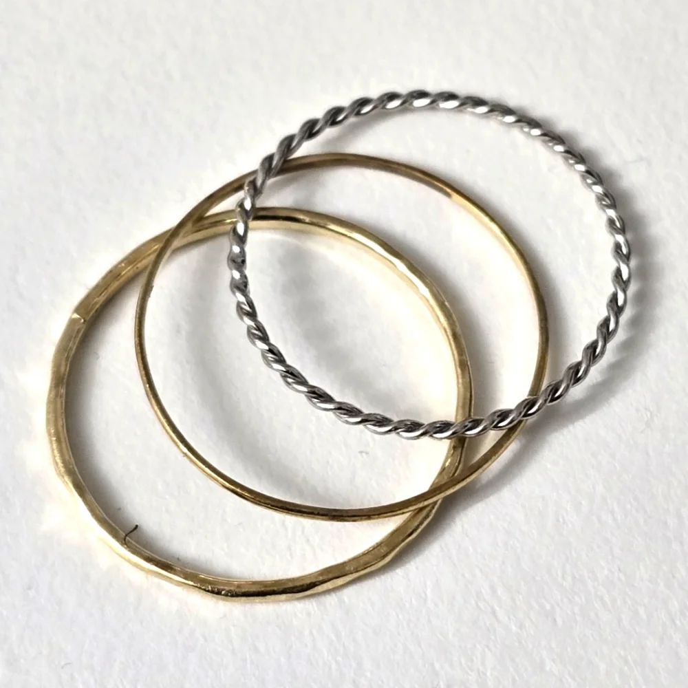 Minimalist 14K Gold Ring Set – 3 Stackable Bands